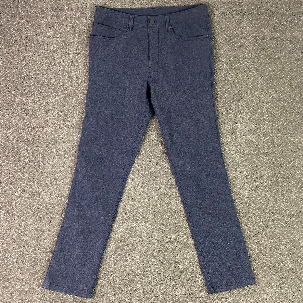 Lululemon ABC Pants Classic Tech Canvas Mens 31 Fit 32 x 31 Heathered Deep Navy